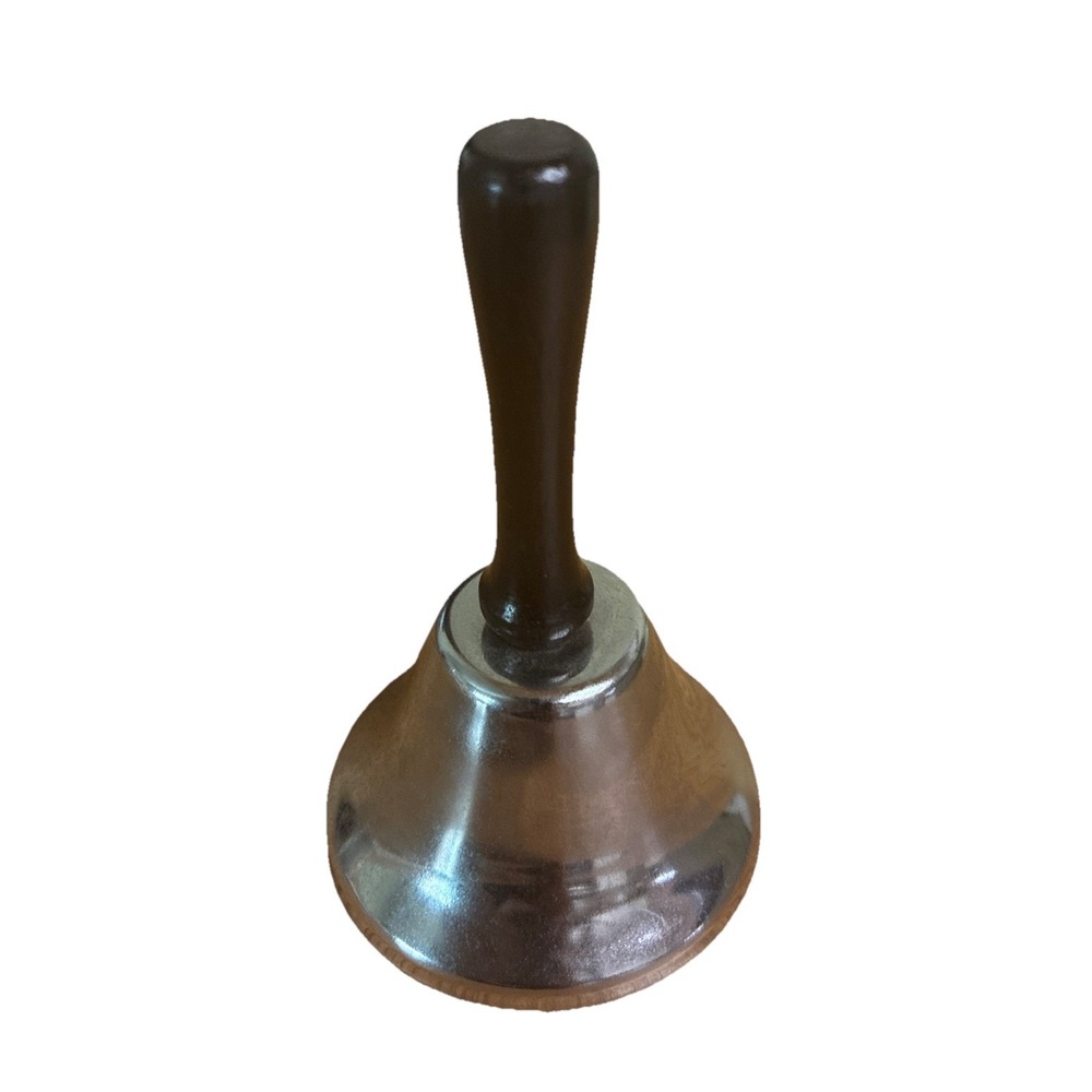 Vintage Bell Wooden Handle School House Collectible 4"